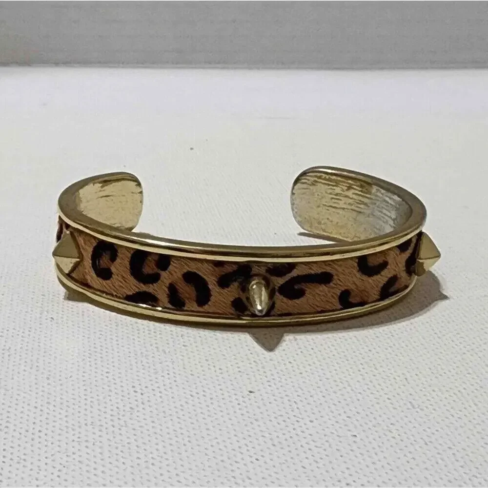 TRreska leopard print studded cuff bracelet new!!!